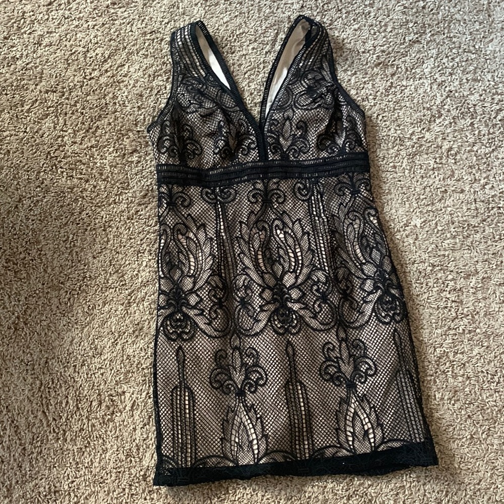 Bardot Black Lace Detail V-Neck Dress
